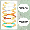 ANATTASOUL 6Pcs 6 Colors Acrylic Curved Tube Beaded Stretch Braceles Set for Women BJEW-AN0001-53-6