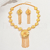 Alloy Round Flower Tassels Earrings & Necklaces Sets for Women KM2435-6