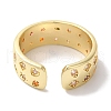 Brass Micro Pave Colorful Cubic Zirconia Star/Rhombus/Heart Wide Open Cuff Rings for Women RJEW-C098-31G-3