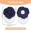 SUPERFINDINGS 2Pcs 2 Colors Cloth Flower Brooch JEWB-FH0001-61B-2