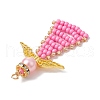 Glass Seed Beads Pendants PALLOY-MZ00380-01-4