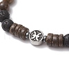 12Pcs 12 Constellations Wenge Wood and Natural Lava Rock Beads Stretch Bracelets BJEW-JB11828-4