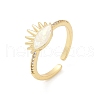 Eye Brass Micro Pave Clear Cubic Zirconia Open Cuff Rings for Women RJEW-G343-29G-01-4