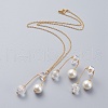Pendant Necklaces and Ear Studs Jewelry Sets SJEW-JS01064-03-1