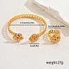 Elegant Middle Eastern Brass Flower Cuff Ring & Bangle Set for Women CW9871-5