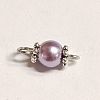 Baking Painted Pearlized Glass Pearl Round Connector Charms X1-PALLOY-TAC0068-05-1