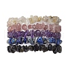 12 Constellation Natural Mixed Gemstone Chip Beaded Stretch Bracelets Sets for Women Men BJEW-JB10264-03-1