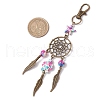 Synthetic Turquoise Starfish Turtle & Alloy Woven Net/Web with Feather Pendant Decorations HJEW-JM03126-3
