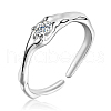 Rhodium Plated 925 Sterling Silver Open Cuff Ring JR890A-1
