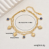 Brass Sweet Romantic Blue Evil Eye Heart Pendant Anklets for Women's Gift CA3994-5