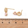 Rhombus & Flat Round Brass Micro Pave Cubic Zirconia Stud Earrings for Women EJEW-G428-20G-04-5