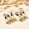 304 Stainless Steel Two Tone Stud Earrings EJEW-F355-05GP-01-1