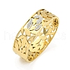 304 Stainless Steel Pave Crystal Rhinestone Hollow Out Leaf Hinged Bangles for Women BJEW-D044-03B-G-1
