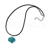 3D Heart Glass Seed Beads Pendant Necklaces NJEW-MZ00046-6