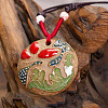 Retro Ethnic Porcelain Pendant Adjustable Polyester Cord Necklaces for Women FS-WGD020A-16-1