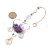 Natural Amethyst Wrapped Heart Hanging Ornaments HJEW-JM01614-01-3