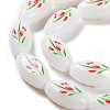 Printing Glass Oval Beads for Necklaces Bracelets Making GLAA-B020-01A-13-4