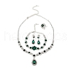 Teardrop Alloy Rhinestone Bracelets & Stud Earrings & Necklaces & Rings Set for Women SJEW-M102-02S-01-2
