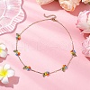 Rainbow Color Glass Beaded Flower Necklaces NJEW-TA00173-02-2