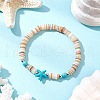 2Pcs Starfish & Tortoise Natural Freshwater Shell with Synthetic Turquoise Beads Stretch Bracelets for Men Women BJEW-JB11745-3