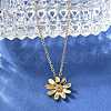 304 Stainless Steel Flower Pendant Necklaces for Women NJEW-A045-16G-3