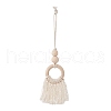Natural Wood Bead Tassel Pendant Decoraiton HJEW-JM00955-1
