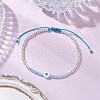 Brass Round Beads Braided Bead Bracelets for Women BJEW-JB11718-01-1