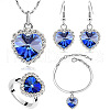 Heart Alloy with Crystal Pendant Necklace & Dangle Earring & Charm Bracelet & Ring FS-WGCCC64-04-3