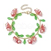 Flower Glass & Acrylic Charm Bracelets BJEW-JB10443-03-1