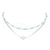 Mother's Day Jewellery Glass Beaded Double Layer Necklaces NJEW-MZ00070-04-2