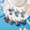 Chakra Natural & Synthetic Gemstone Chip inside Glass Wishing Bottle Pendants Decorations HJEW-JM01892-2