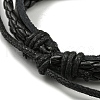 PU Leather & Waxed Cords Triple Layer Multi-strand Bracelets BJEW-F468-08-4