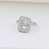 Brass Micro Pave Clear Cubic Zirconia Cuff Rings FS-WG17FF6-02-1