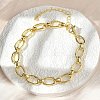 Brass Oval Link Chain Bracelets for Women Men BJEW-K273-11G-1