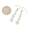 Flower Natural Freshwater Shell Dangle Earrings EJEW-JE06338-01-3