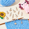 12Pcs 12 Style Cat & Sheep Wood Pendant Stitch Markers HJEW-AB00655-4