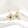 Brass Micro Pave Clear Cubic Zirconia Stud Earrings EJEW-A128-02G-5