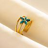 304 Stainless Steel Flower Cuff Rings WH9227-5-1