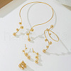 Iron Round Beaded Collar & Stud Earrings & Cuff Bangles & Rings Sets FS-WG833C7-01-1