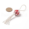 Natural Wood Bead Tassel Pendant Decoraiton HJEW-JM00953-2