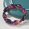 Natural Blue Lace Agate Bead Stretch Bracelets G-P570-01B-3