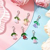 Flower Transparent Glass Pendant Decorations HJEW-JM03295-02-1