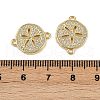 Brass Micro Pave Clear Cubic Zirconia Flat Round Connector Charms KK-A257-06G-3