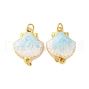 304 Stainless Steel Light Cyan Enamel Shell Shape Connector Charms STAS-U061-06G-1