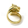 Rack Plating Brass Micro Pave Cubic Zirconia Leopard Finger Ring X-RJEW-A036-01G-3