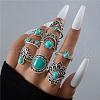 8Pcs 8 Style Synthetic Turquoise Finger Rings Sets PW-WG41930-02-1