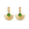 Golden Stainless Steel Fan Dangle Hoop Earrings OV2529-1-1