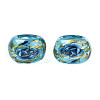 Flower Printed Transparent Acrylic Rondelle Beads TACR-S160-01-B01-2