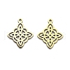 201 Stainless Steel Rhombus Pendants STAS-R166-01G-1