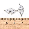 Brass Pave Clear Cubic Zirconia Double Heart Connector Charms KK-P308-74P-3
